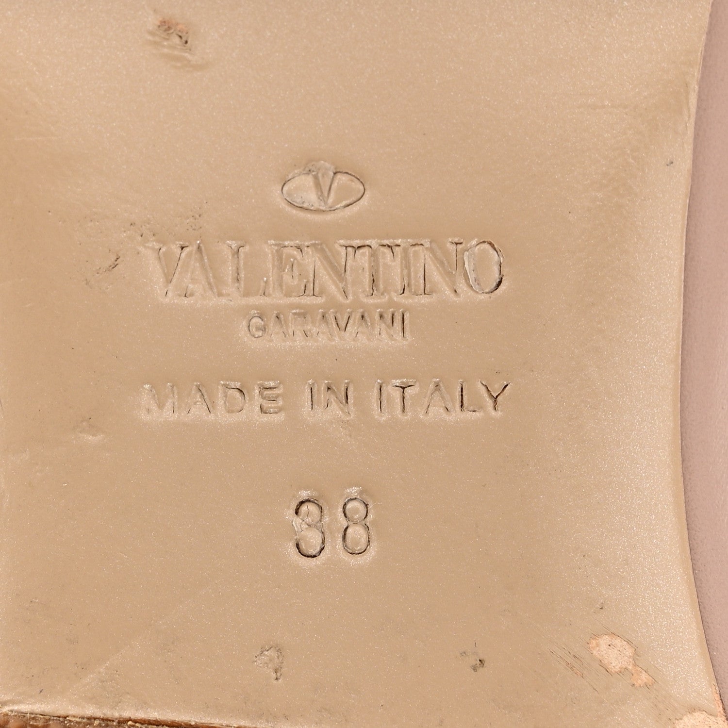 Valentino Garavani Calfskin Lacquered Monochrome Rockstud Ballerina Flats 38 Poudre 14 of 26