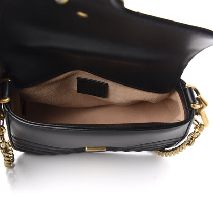 Gucci Calfskin Matelasse Mini GG Marmont Top Handle Shoulder Bag Black 5 of 13