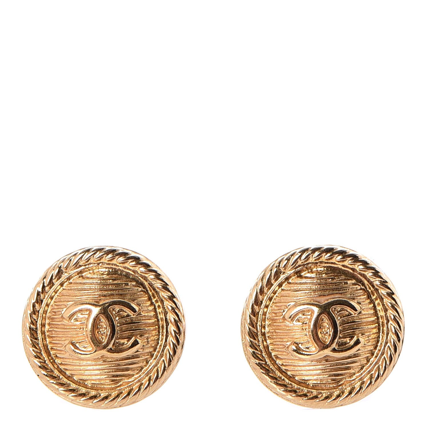 Chanel CC Round Earrings Gold 1 of 6