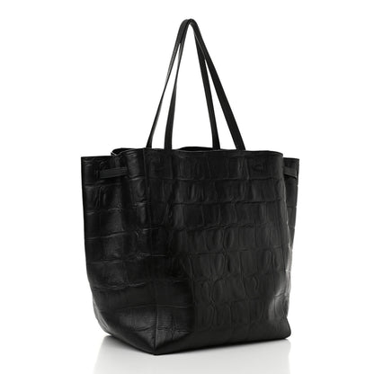 Celine Crocodile Embossed Calfskin Medium Belt Cabas Phantom Black 2 of 9