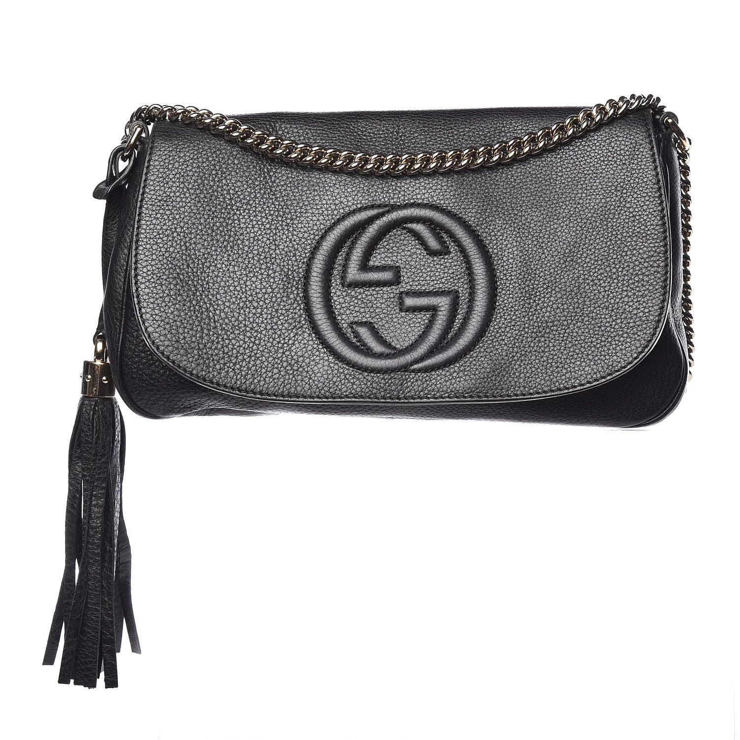 Gucci Pebbled Calfskin Medium Soho Flap Crossbody Black 1 of 17