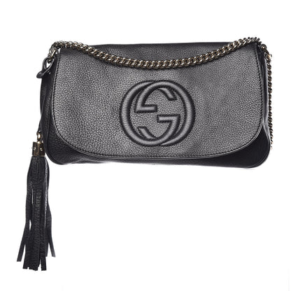 Gucci Pebbled Calfskin Medium Soho Flap Crossbody Black 1 of 17