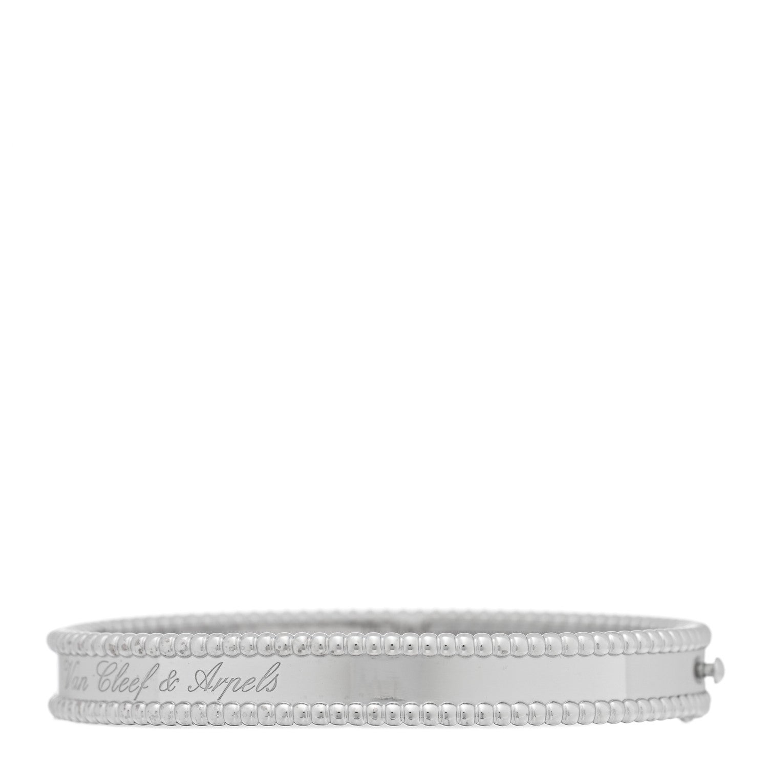 Van Cleef & Arpels 18K White Gold Perlee Signature Bangle Bracelet S 2 of 4