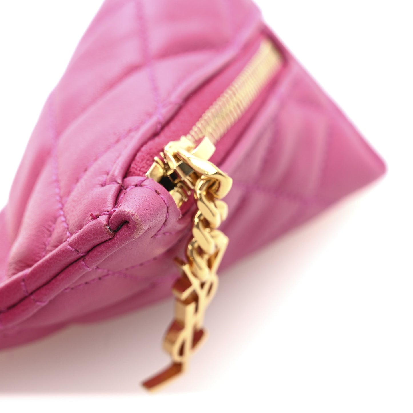 Lambskin Quilted Berlingo Bag Charm Fuchsia