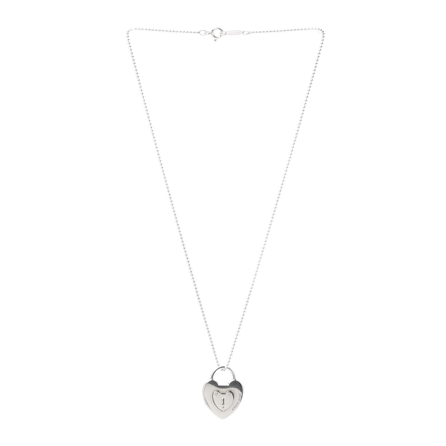 Tiffany Sterling Silver Heart Lock Pendant Necklace 3 of 5