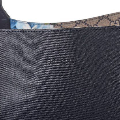 Gucci GG Supreme Monogram Blooms Medium Reversible Tote Beige Blue Navy 10 of 12