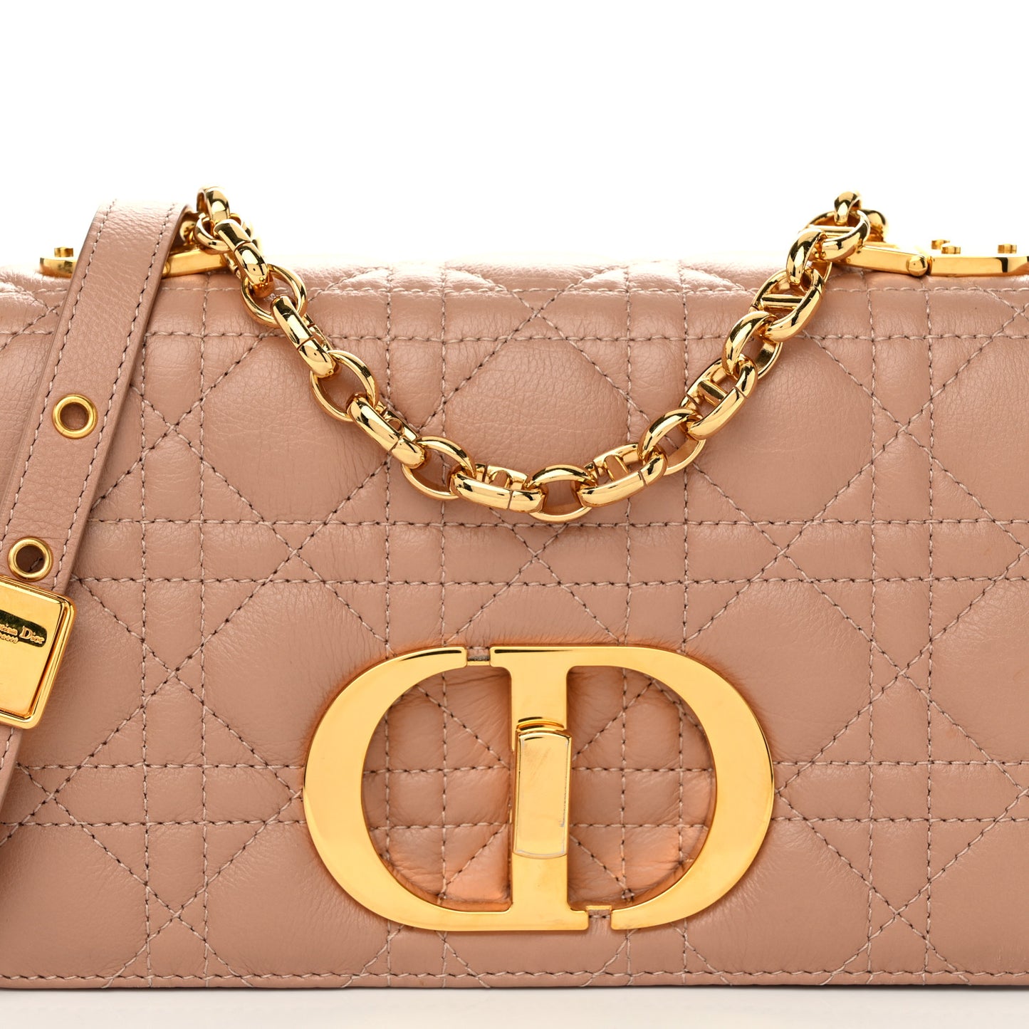 Calfskin Cannage Small Caro Bag Rose De Vents