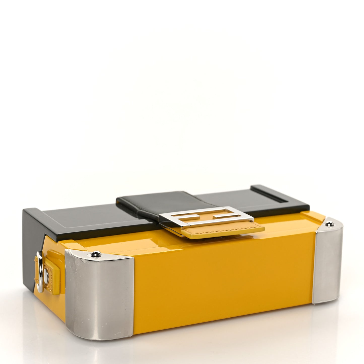 PVC Calfskin Mini Baguette Trunk Military Sunflower