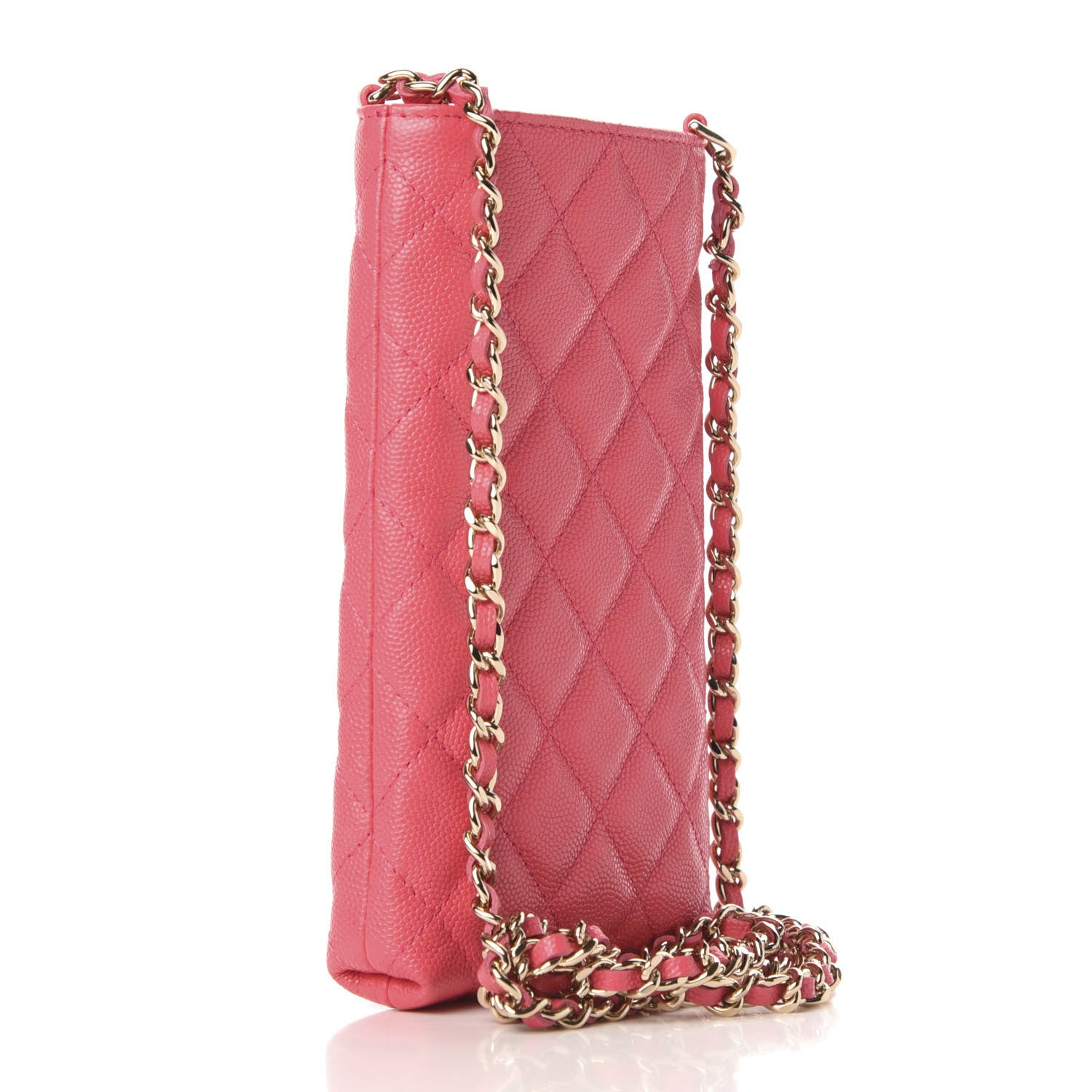 Chanel Caviar Quilted French New Wave Phone Holder With Chain Pink 3 of 10