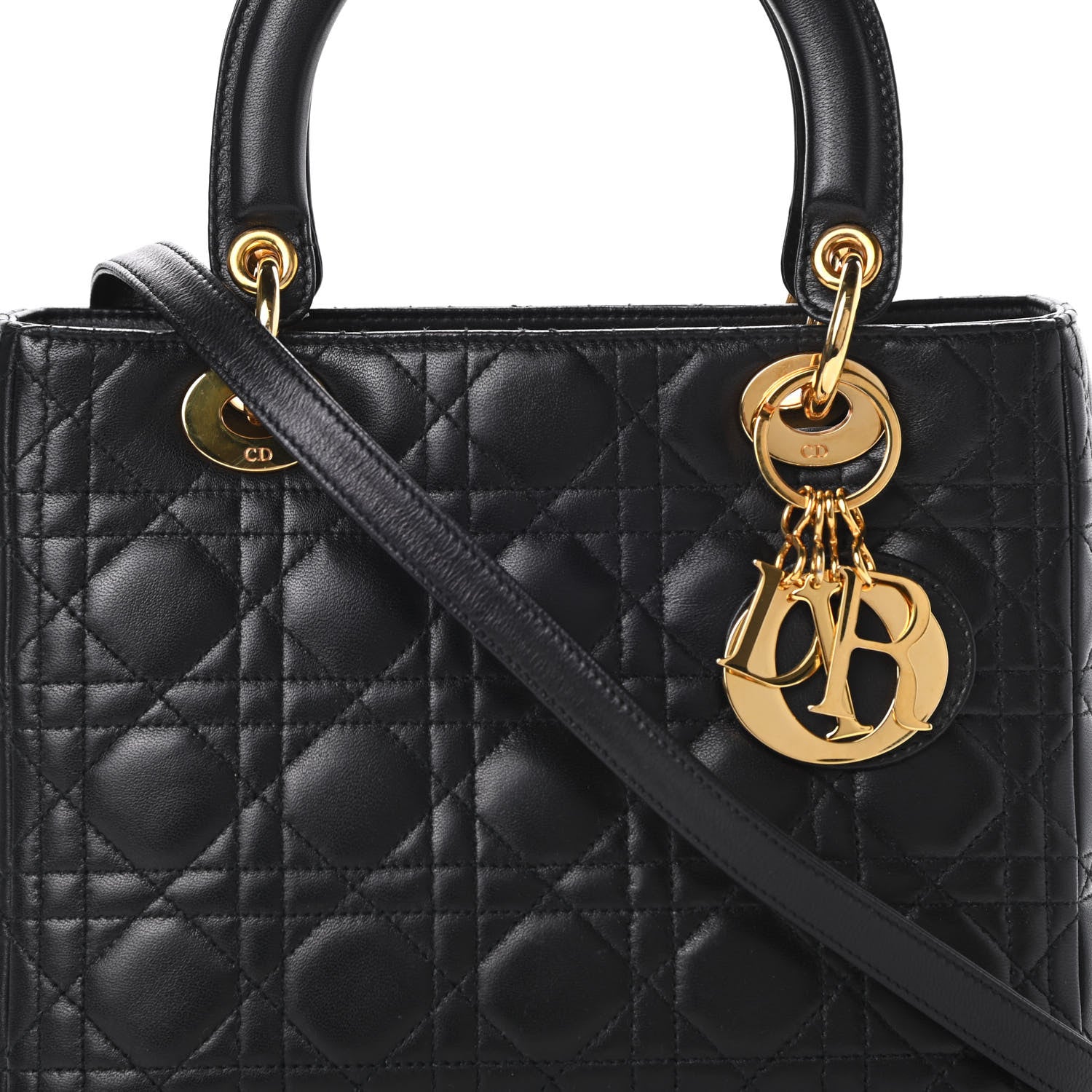 Christian Dior Lambskin Cannage Medium Lady Dior Black 8 of 15