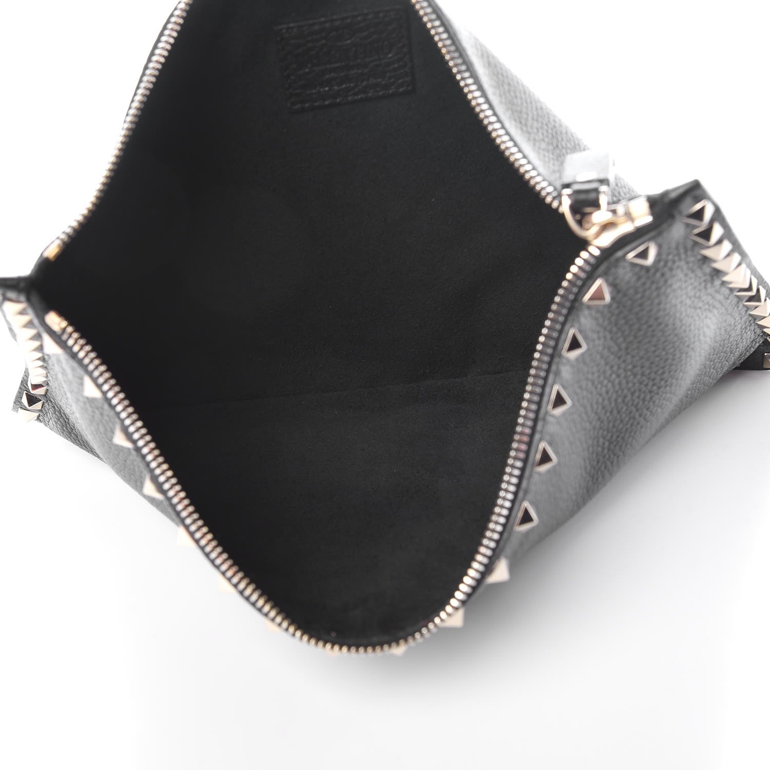 Valentino Garavani Pebbled Calfskin Large Rockstud Zip Pouch Black 5 of 8