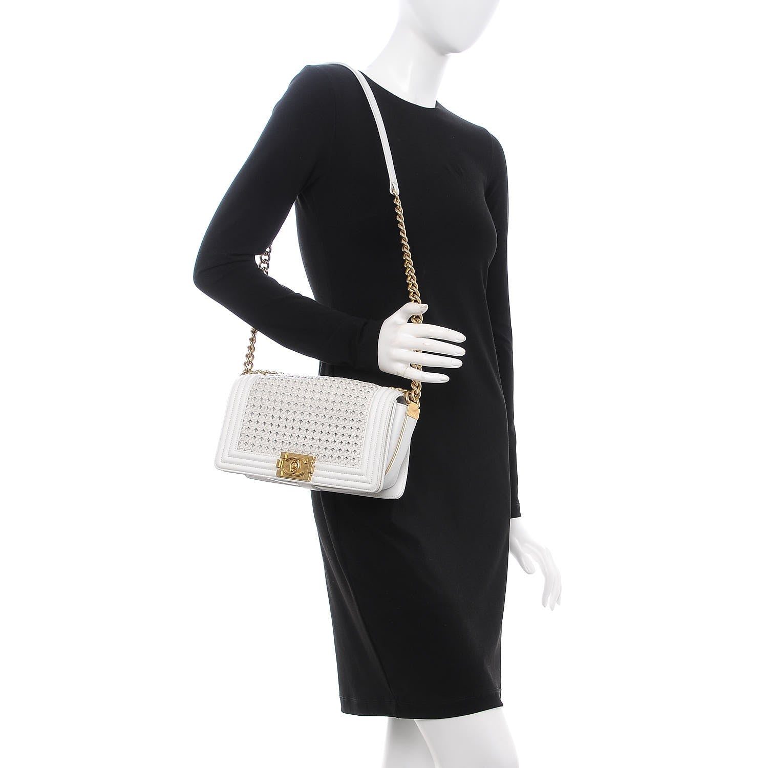 Chanel Sheepskin Braided Medium Boy Reverso Flap White 2 of 18