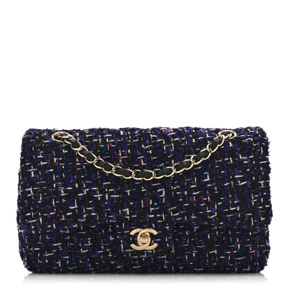 Chanel Tweed Quilted Medium Double Flap Dark Purple 1 of 10