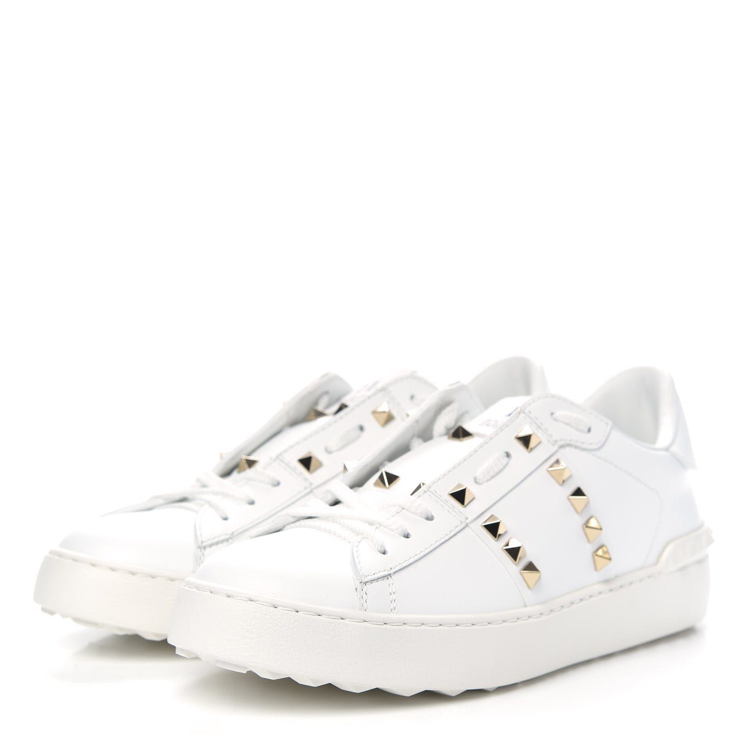 Calfskin Untitled Rockstud Sneakers 38.5 White