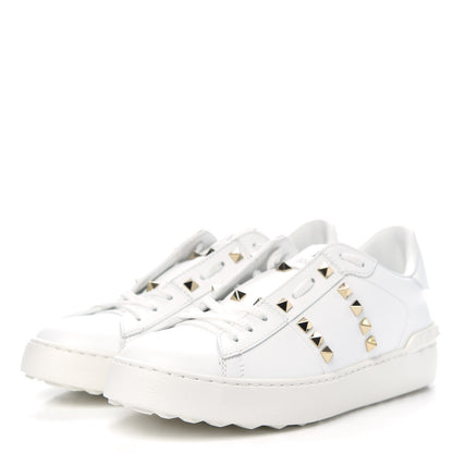 Valentino Garavani Calfskin Untitled Rockstud Sneakers 38.5 White 3 of 8