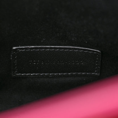 Saint Laurent Grain De Poudre Matelasse Chevron Monogram Envelope Clutch Fuxia Couture 7 of 9