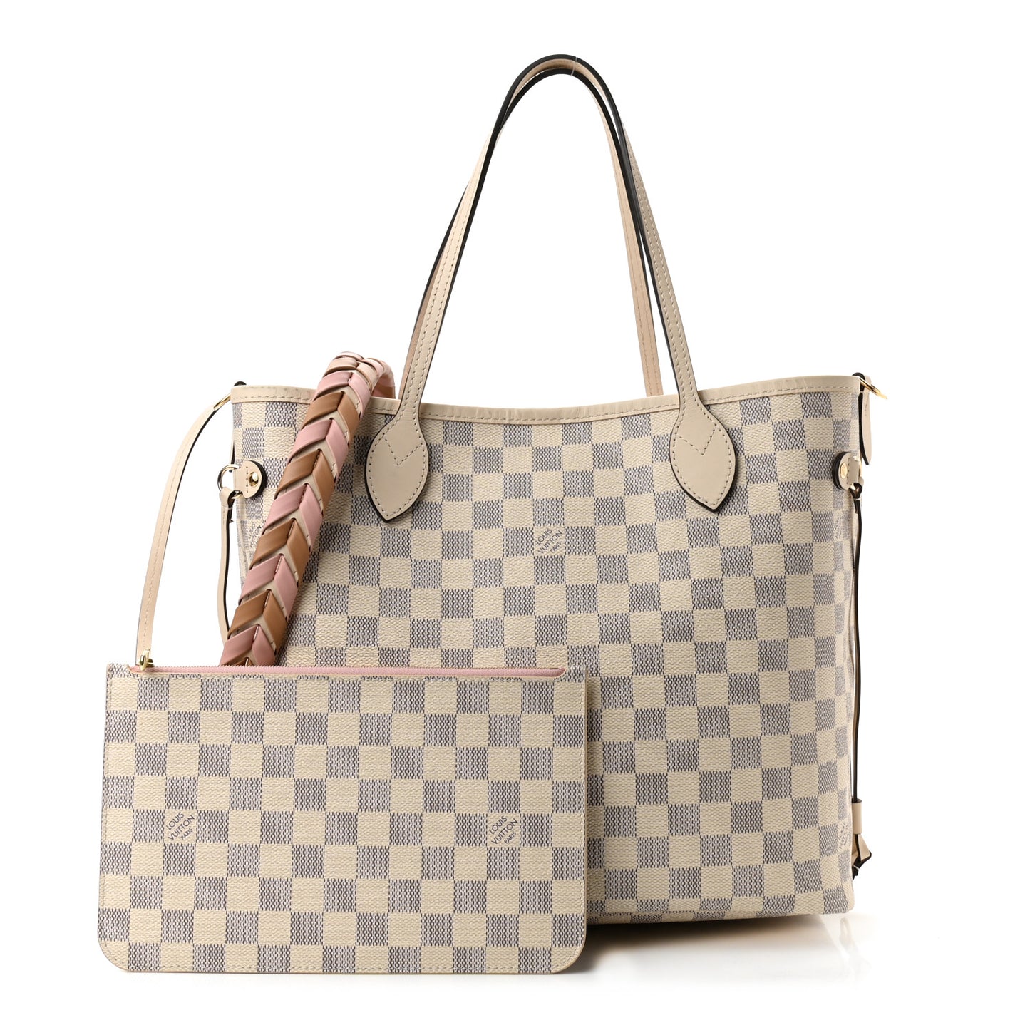 Damier Azur Braided Neverfull MM Pink