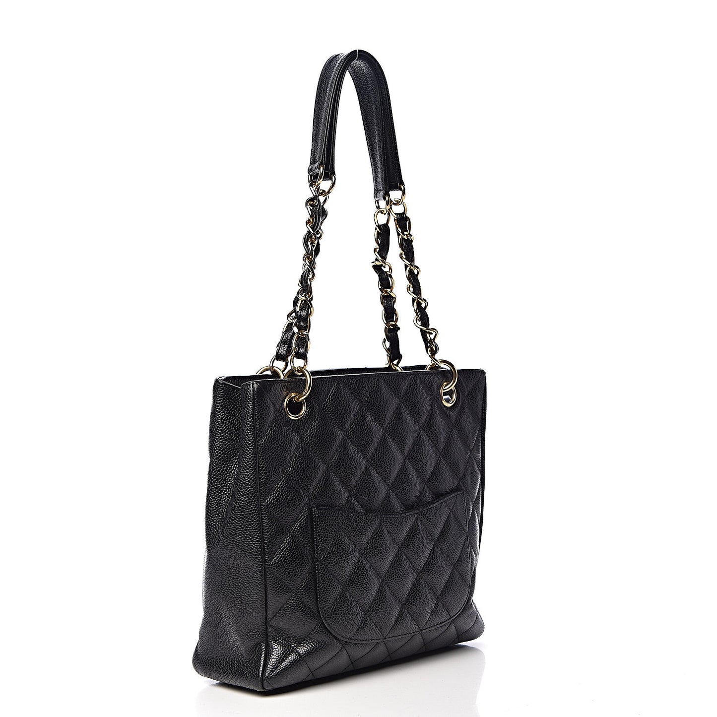Caviar Quilted Petit Shopping Tote PST Black