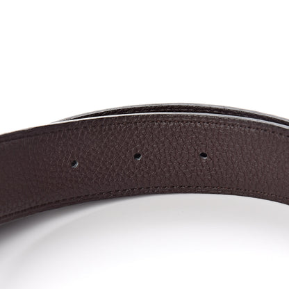 Hermes Box Togo 32mm Martelee H Belt 85 Black Chocolate 5 of 7