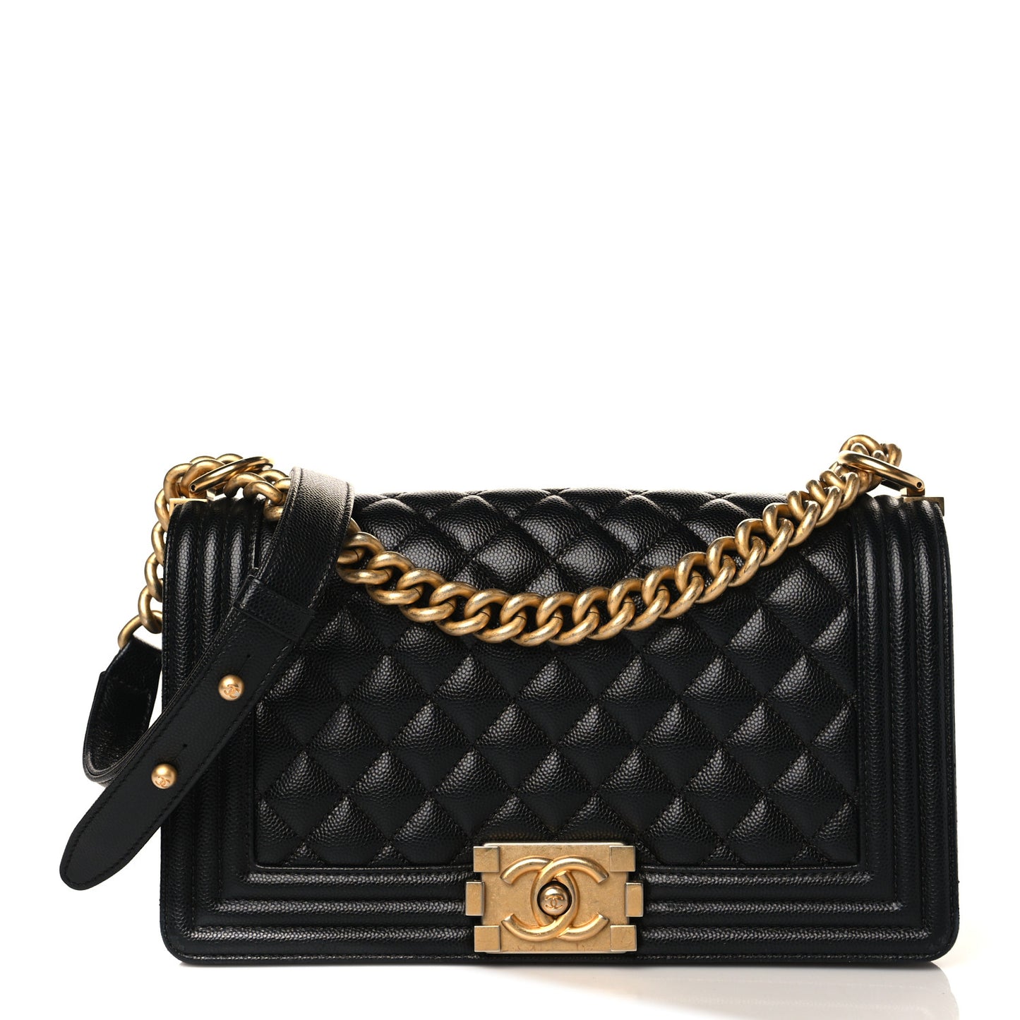 Caviar Quilted Medium Boy Flap Black