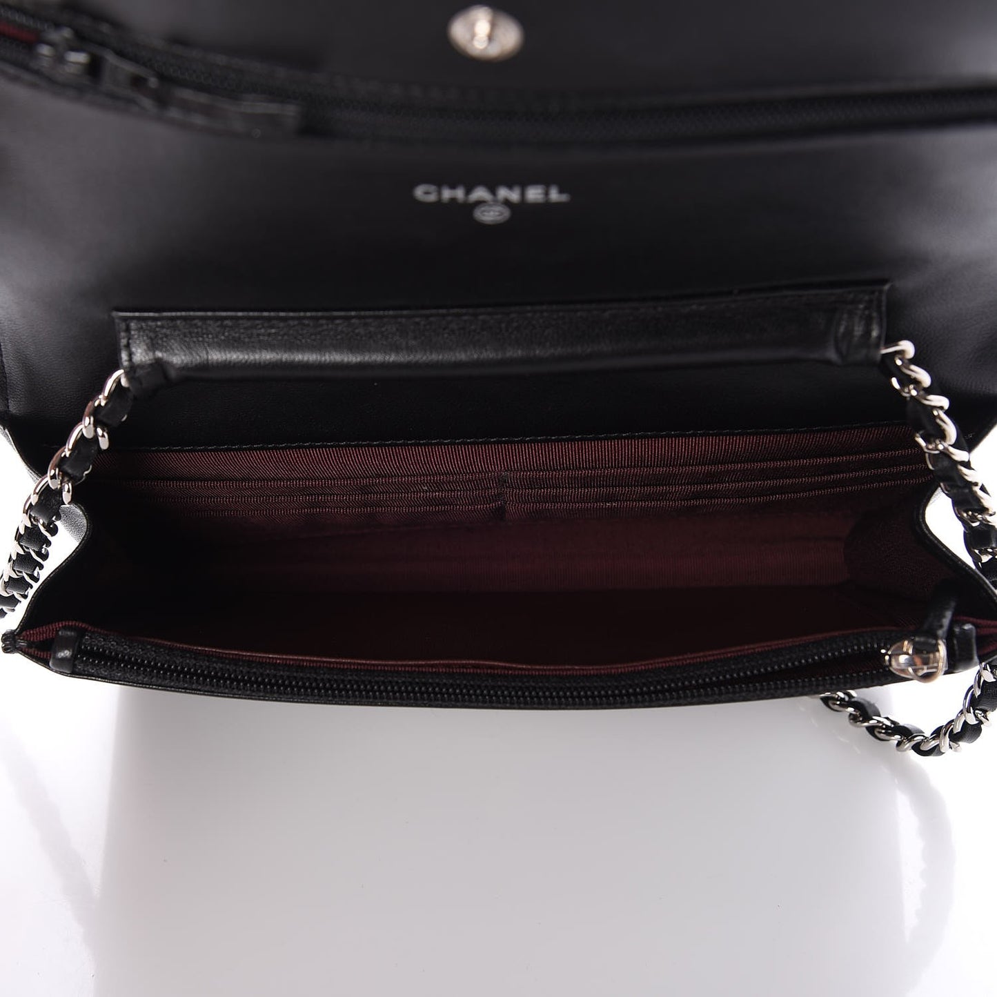 Lambskin Quilted Wallet On Chain WOC Black