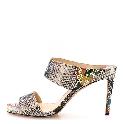 Jimmy Choo Calfskin Snakeskin Embossed Hira 85 Sandals 40 Multicolor 1 of 8