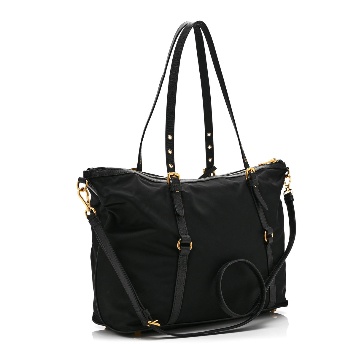 Prada Tessuto Nylon Soft Calf Tote Black 3 of 10