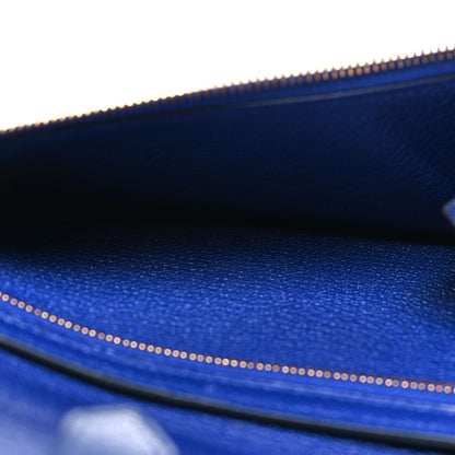 Hermes Chevre Mysore Bearn Gusset Wallet Bleu Electrique 6 of 15