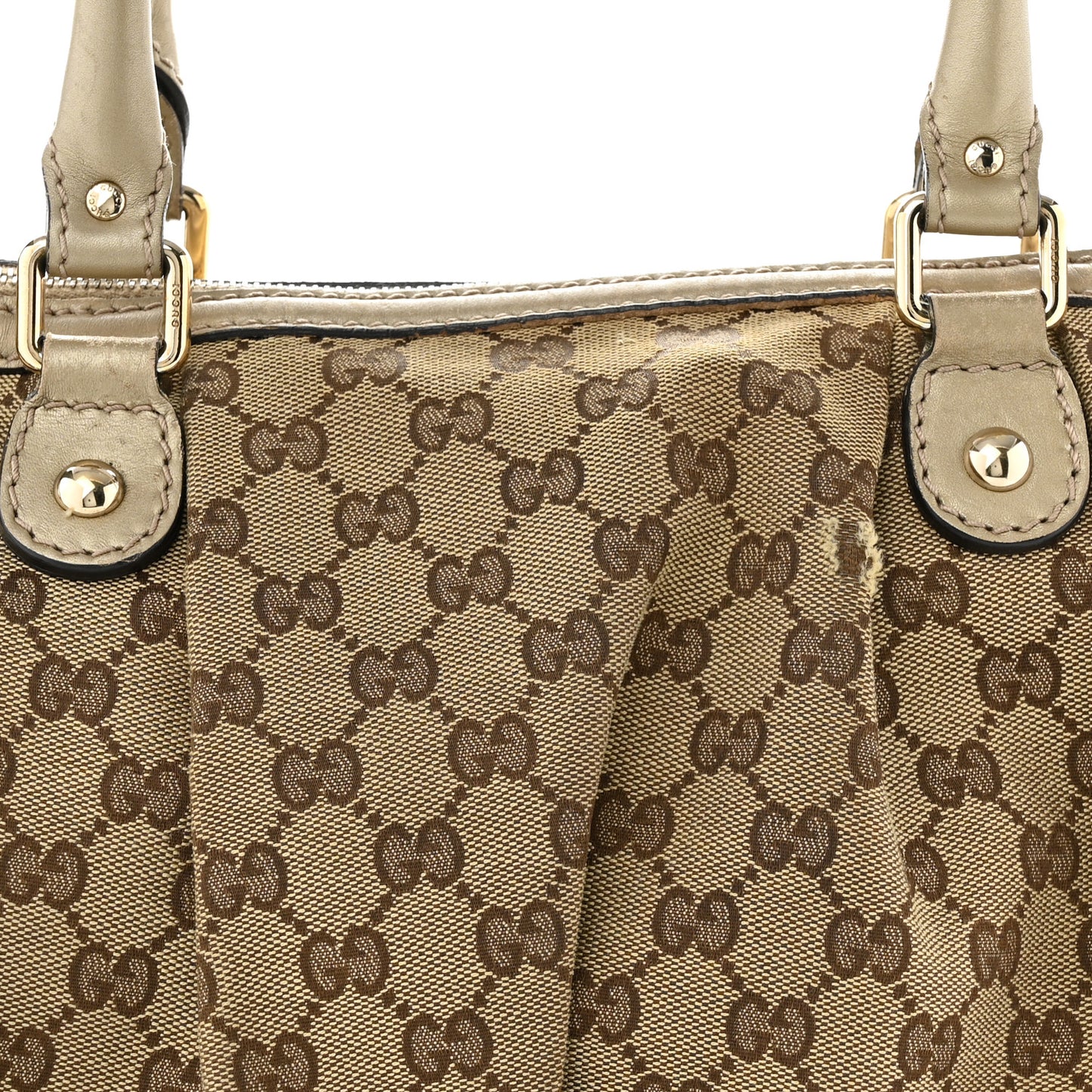 Monogram Margaux Calfskin Medium Sukey Top Handle Bag Beige Ebony Mystic White