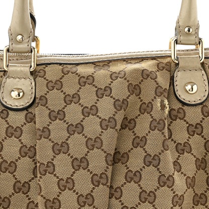 Gucci Monogram Margaux Calfskin Medium Sukey Top Handle Bag Beige Ebony Mystic White 8 of 17