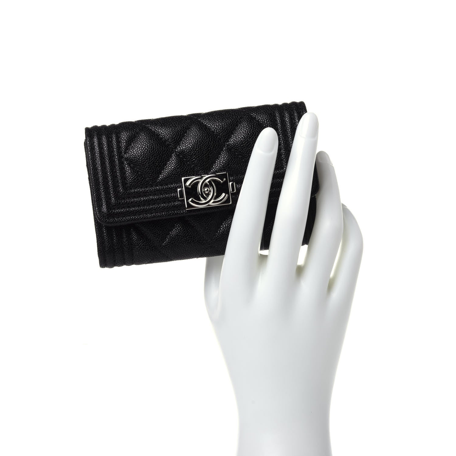 Chanel Caviar Quilted Boy Flap Card Holder Black 2 of 12