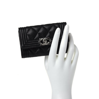 Chanel Caviar Quilted Boy Flap Card Holder Black 2 of 12