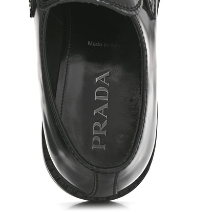 Prada Spazzolato Metal Triangle Logo Mens 35mm Loafers 10 Black 7 of 12