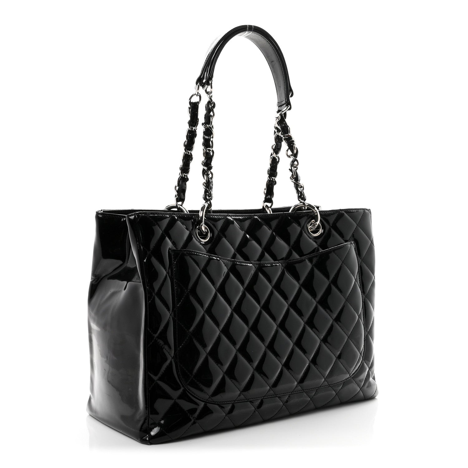 Chanel Patent Quilted Grand Shopping Tote GST Black 3 of 10