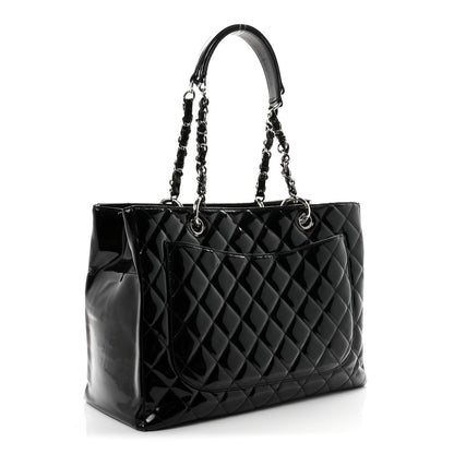 Chanel Patent Quilted Grand Shopping Tote GST Black 3 of 10