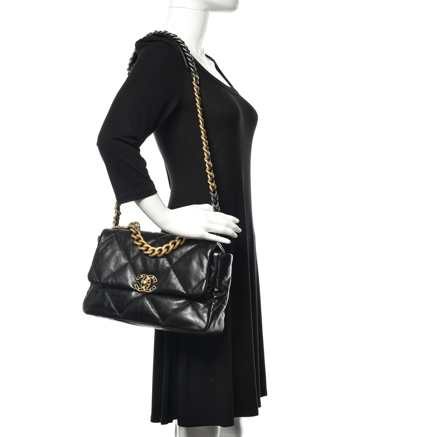 Lambskin Quilted Large 19 Flap Black