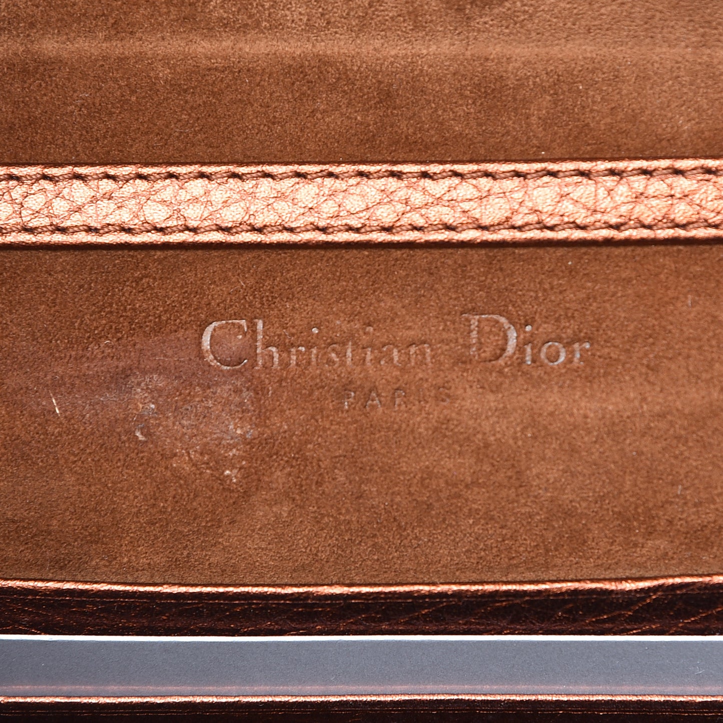 Metallic Grained Calfskin J'adior Clutch Deep Orange