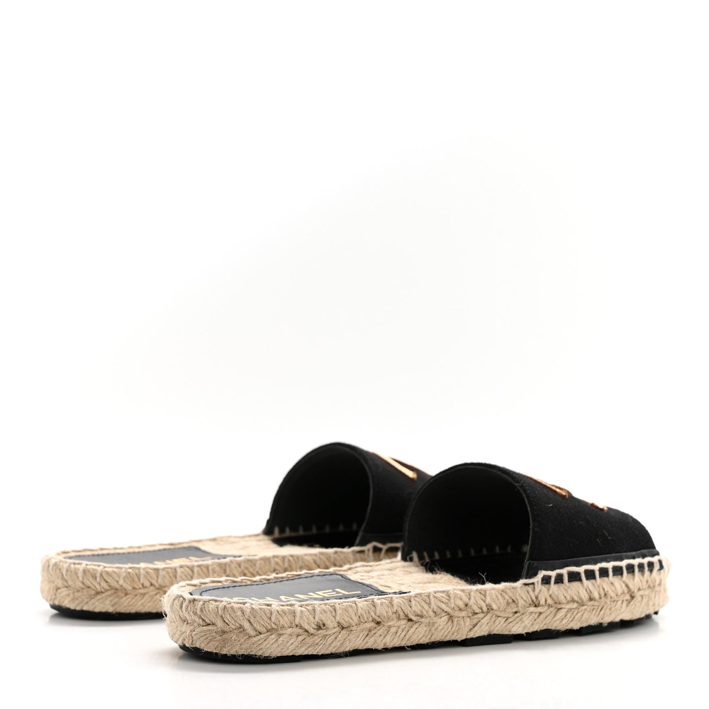 Wool Laminated Lambskin CC Slide Sandals 37 Black Gold