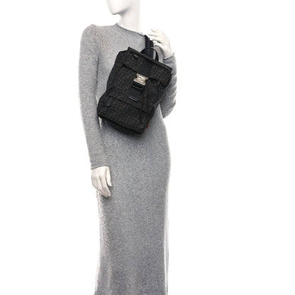 Fendi Recycled Fabric Jacquard Vitello Astro FF 1974 Small Fendiness Backpack Asfalto Black 2 of 10