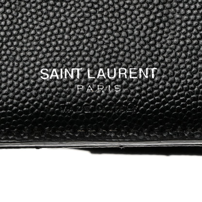 Saint Laurent Grain De Poudre Matelasse Chevron Small Monogram Passport Case Black 6 of 8