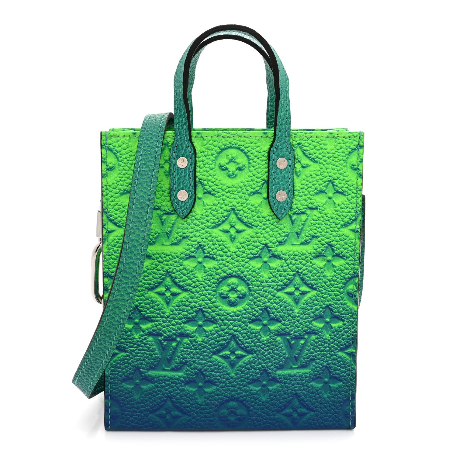 Louis Vuitton Taurillon Illusion Sac Plat XS Bleu Vert 1 of 9