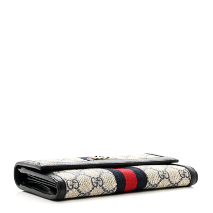 Gucci GG Supreme Monogram Textured Calfskin Web Ophidia Continental Wallet Beige Blue 4 of 7
