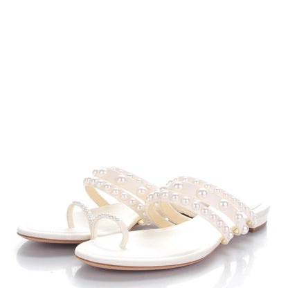 Chanel Lambskin Pearl Sandals 40 White 4 of 10