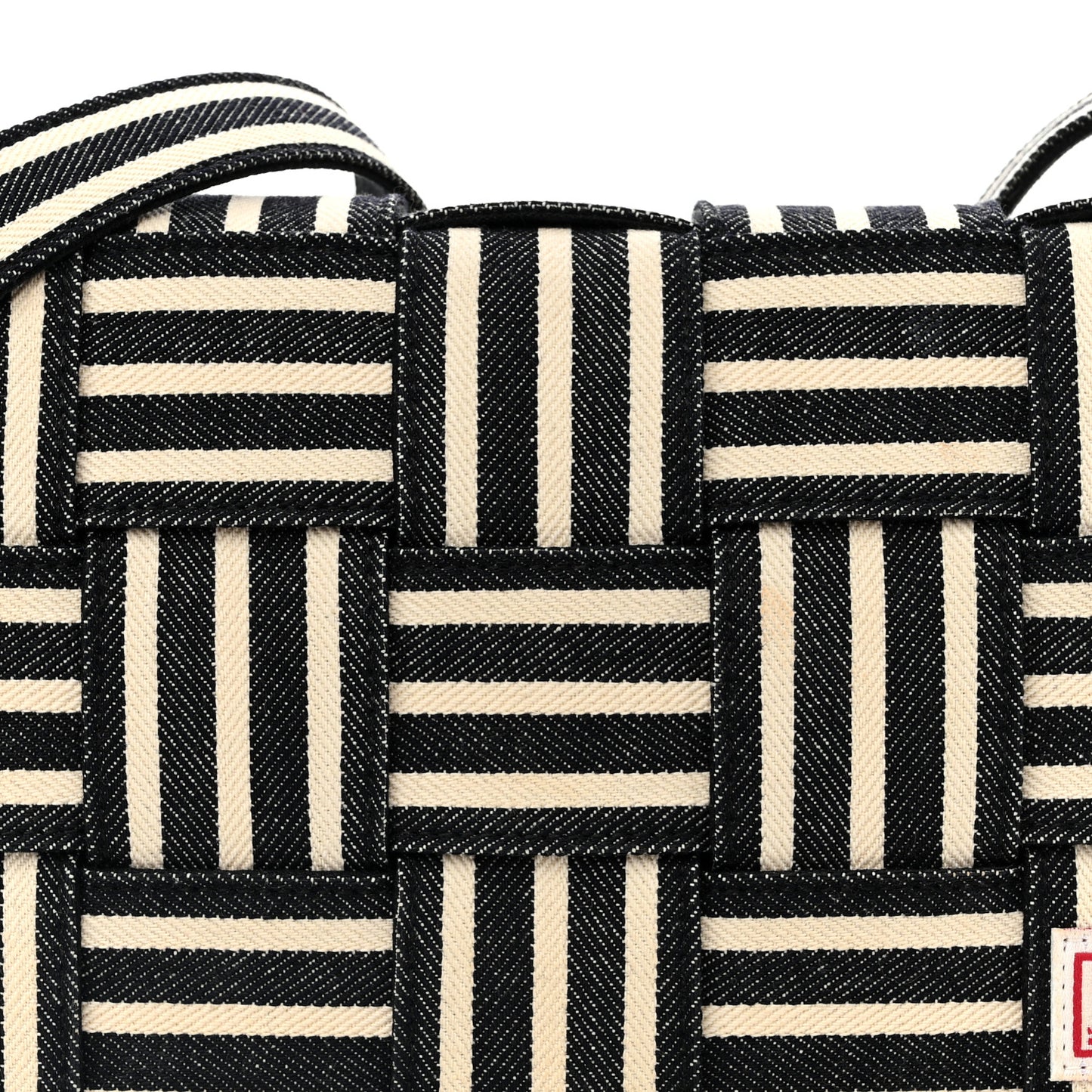 Denim Maxi Intrecciato Padded Cassette High Frequency Crossbody Bag Navy White Black