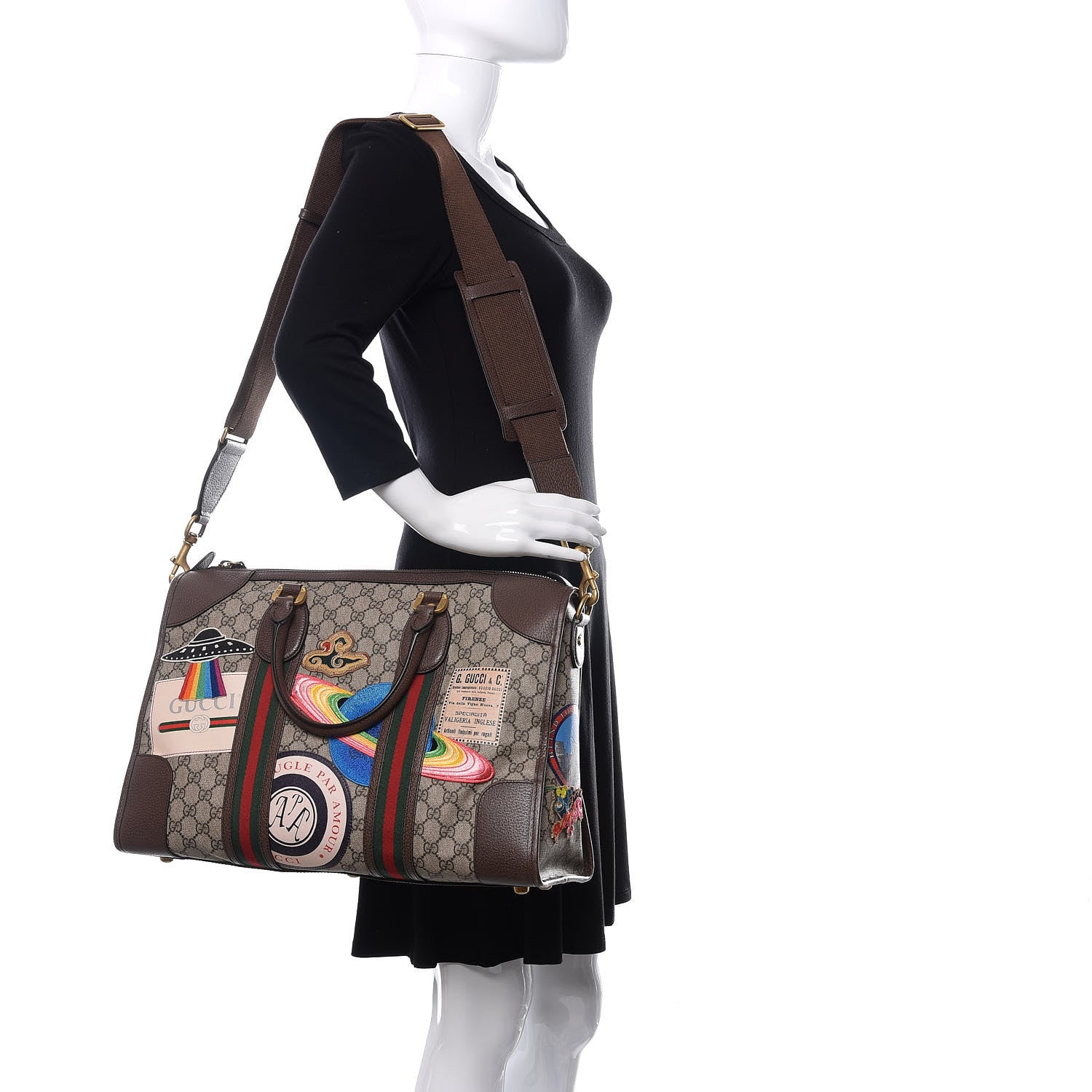 Gucci Soft GG Supreme Monogram Courrier Medium Duffle Bag Beige New Acero Multicolor 3 of 13