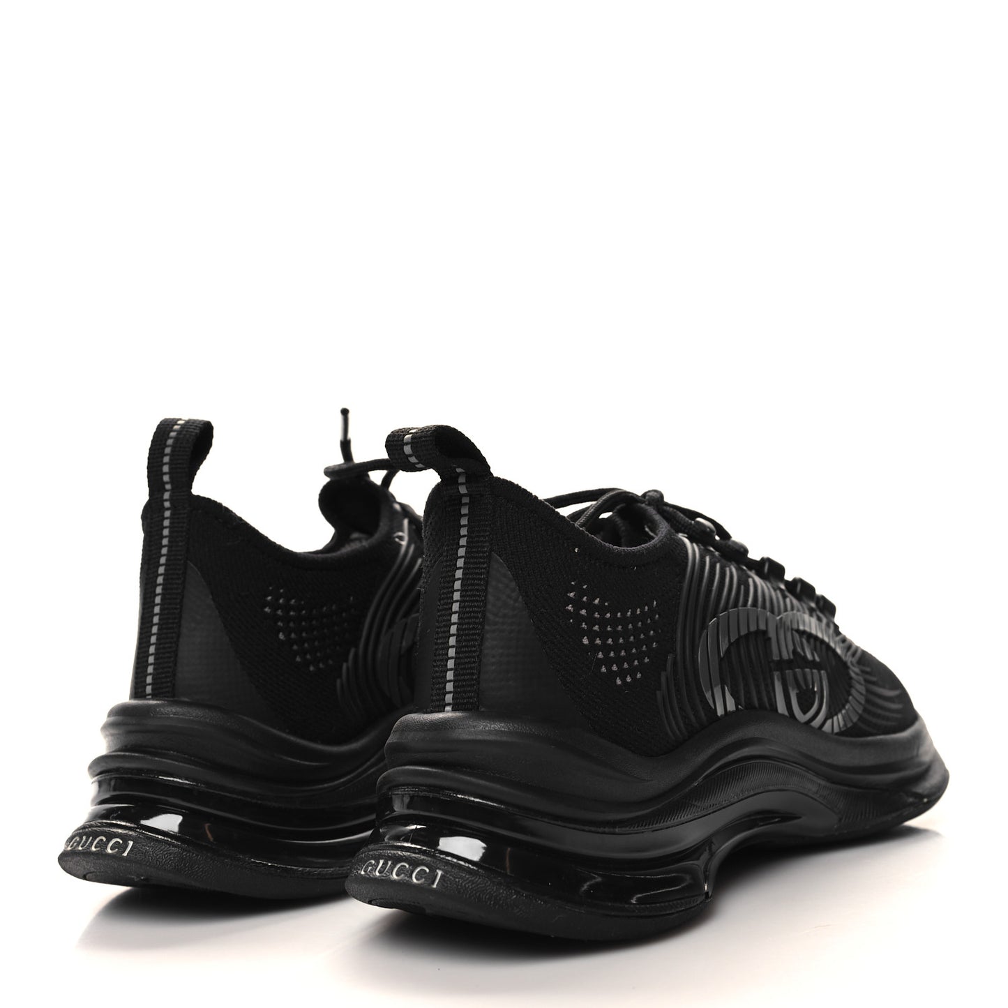 Technical Knit Fabric Waves Womens Gucci Run Sneakers 37 Black