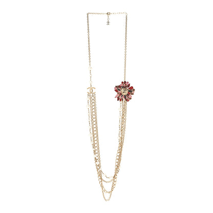 Chanel Resin Pearl Metal CC Camellia Multi Strand Long Necklace Gold Pink Multicolor 3 of 6