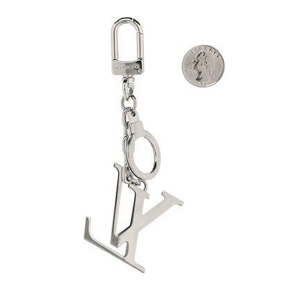 Louis Vuitton Metal Palladiium Finish LV Initiales Bag Charm Key Holder Silver 2 of 4