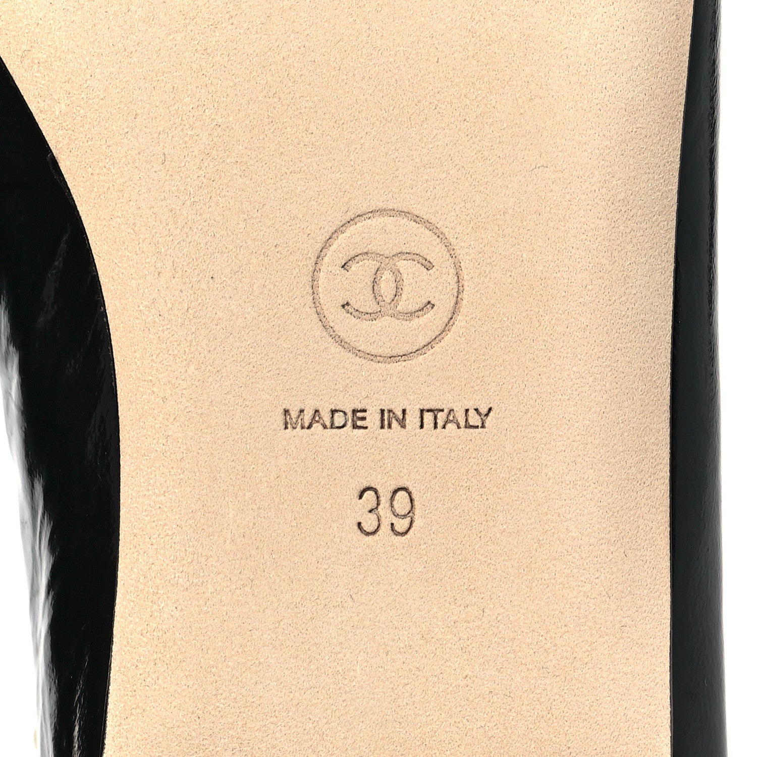 Chanel Lambskin Patent Calfskin Cap Toe Ankle Chain Ballerina Flats 39 Black 6 of 8