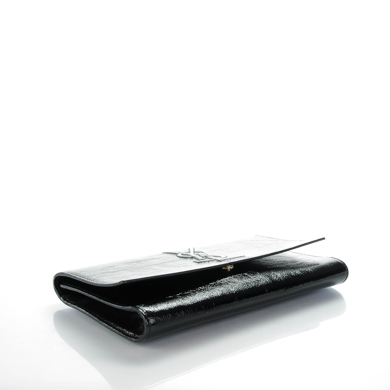Saint Laurent Textured Patent Monogram Large Belle De Jour Clutch Black 4 of 8